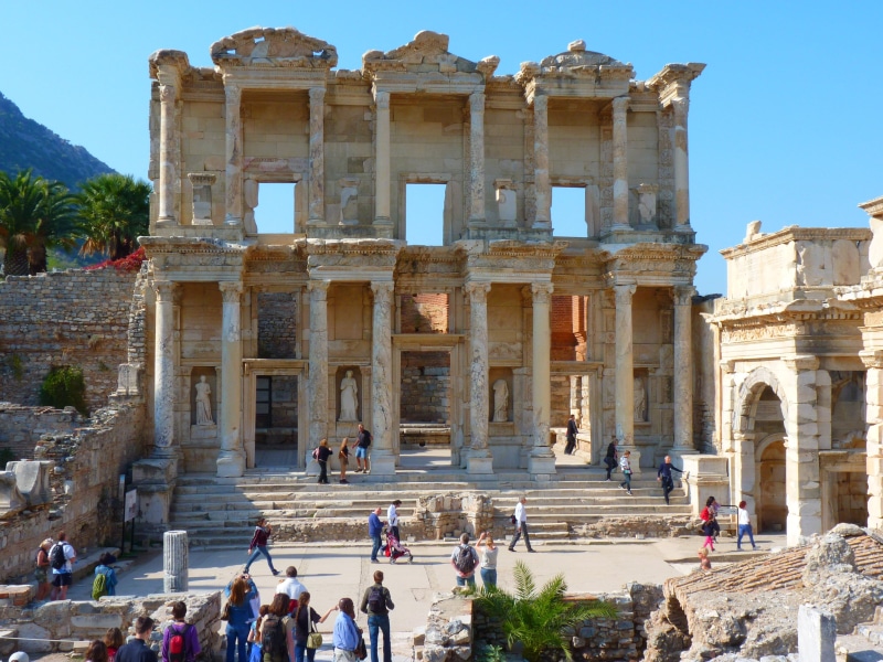 ancient times, library building, greek town, outdoors, Ionia, lifestyles, old ruin, turkey, sky, temple of artemis, tourist, tiberius iulius celsus polemaeanus