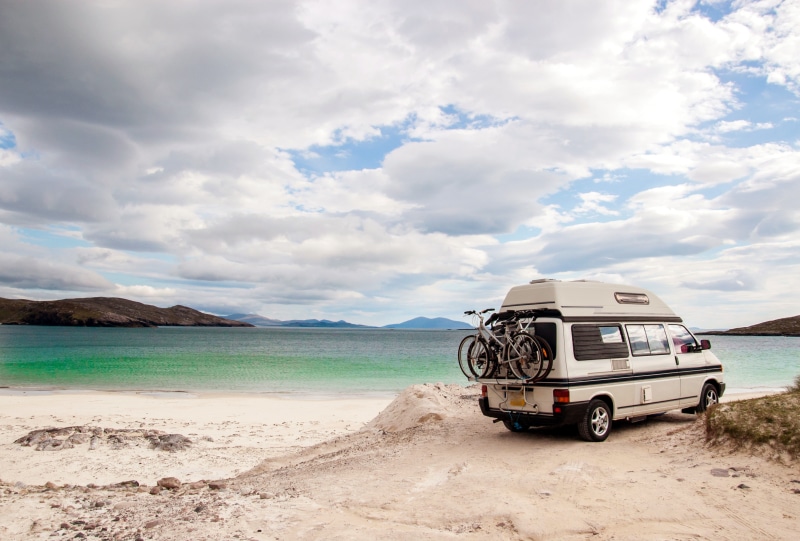 travel, landscape, summer, hills, morning, clouds, bokeh, shrouded, 5K, motorhome, camping, sea, sand, fixed, bikes, positive, nature, light