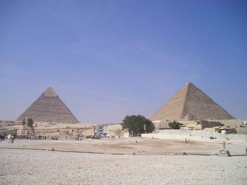 built structure, clear sky, two, Pyramids, triangle shape, weltwunder, egyptians, Cheops, nature, 1080P, arid climate, Chephren, pyramid, climate, shape