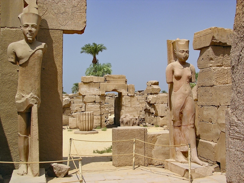 the past, world heritage site, luxor, history, belief, male likeness, 1080P, statue, creativity, art and craft, clear sky, craft, north africa, ancient civilization