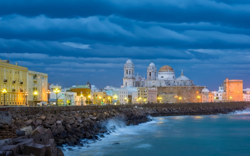 Gulf of Cádiz, mosque, Cathedral, Spain, Andalucia, embankment, Cloud, landscape, photo, Cadiz, Buildings, 1080P