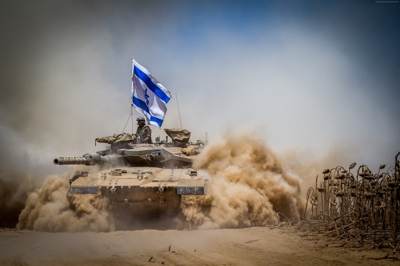 tank, Israel Army, Israel Defense Forces, Merkava Mark IV, flag, 4K, desert