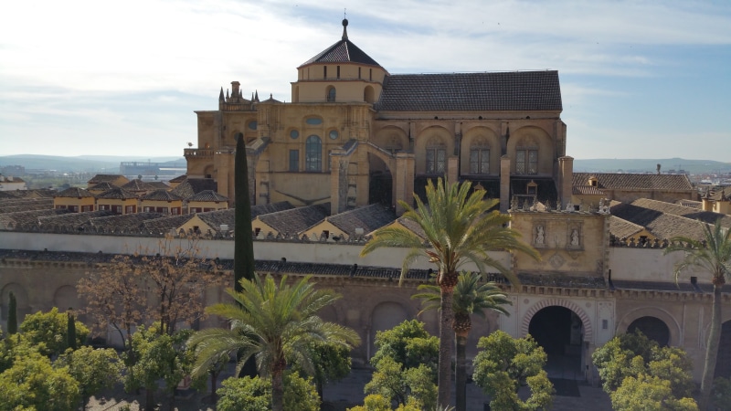 building, travel, córdoba, no people, built structure, place of worship, belief, tree, landmark, religion, plant, outdoors, city, sky, bridge - man made structure