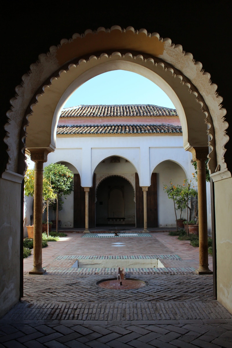 fortress, incidental people, tourism, spain, historical, moorish, architectural column, history, Spain, Europe, muslim, arched, courtyard, travel destinations
