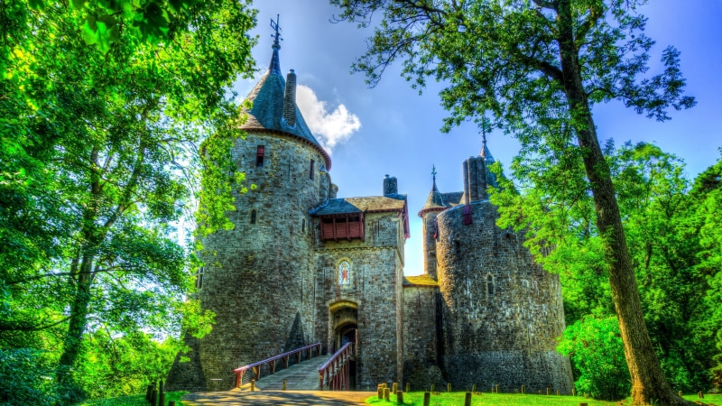 england, chateau, nature, place of worship, tourist attraction, green, south wales, united kingdom, the past, cardiff, landscape, outdoors, day, forest