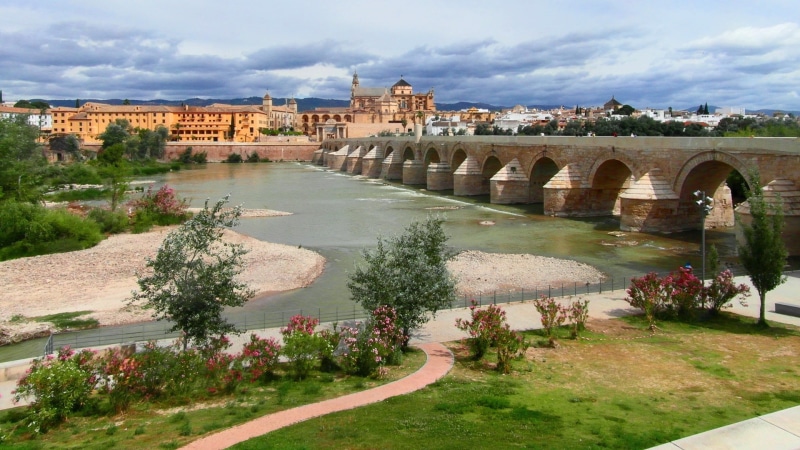 House, Cordoba, River, 1080P, Guadalquivir, Andalusia, Bridge, brown, Spain