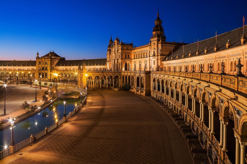 Andalusia, river, no people, bridge - man made structure, gothic, europe, cultures, history, cityscape, architecture, city, travel, 1080P, Seville, night