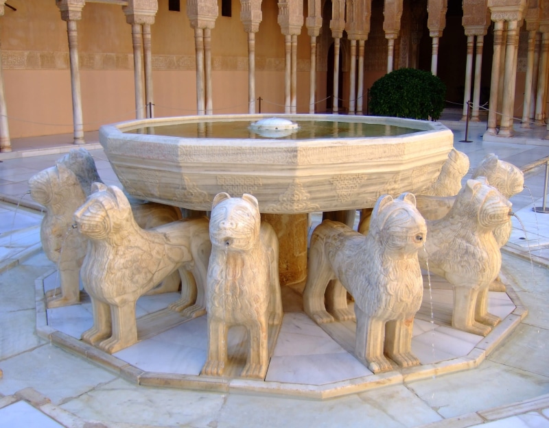 architecture, no people, representation, mammal, lions, dog, built structure, nature, 2K, craft, Spain, Andalusia, human representation, fountain, themed