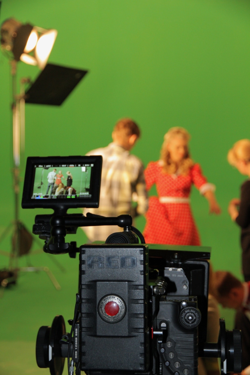 5K, set, studio, indoors, focus on foreground, digital camera, photo, arts culture and entertainment, activity, close, childhood, cinema, green, camera - photographic equipment