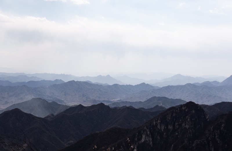 countryside, majestic, china, tranquility, outdoors, mountains, non-urban scene, environment, sky, mist, leisure activities, huairou district, peak, scenics - nature