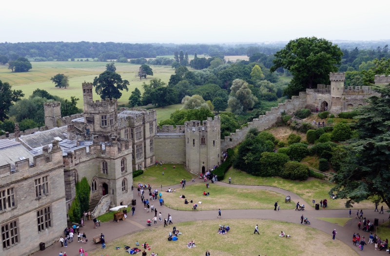 warwick, photography, outdoors, attraction, avon, trees, landmark, building exterior, daytime, people, kingdom, english, historic, ancient, aerial, wall