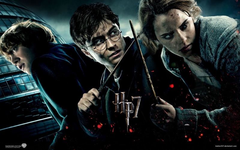 men, casual clothing, 1080P, portrait, Hermione Granger, people, waist up, Rupert Grint, Emma Watson, Harry Potter and The Deathly Hallows, drink, lifestyles