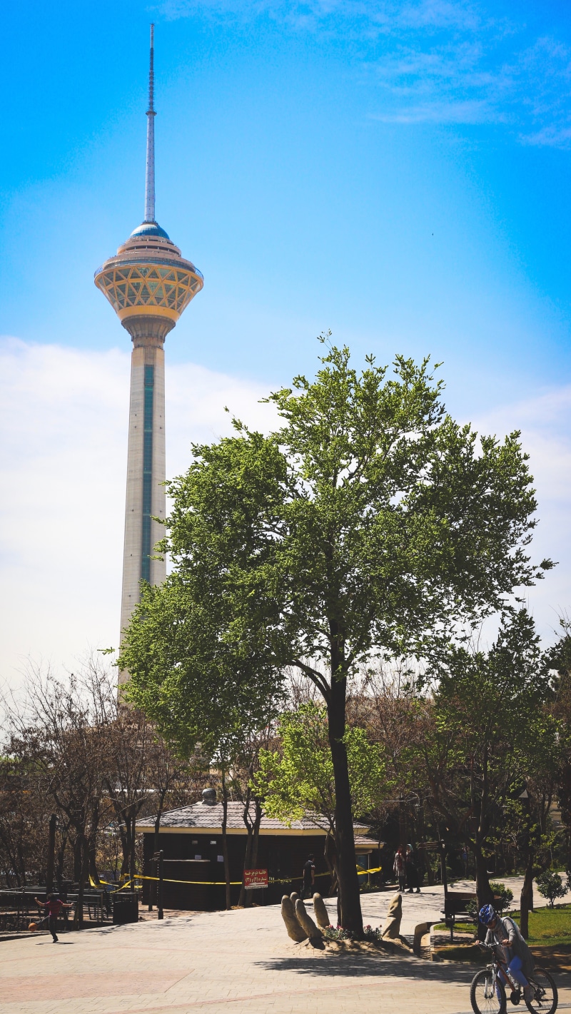 iran, building exterior, tower, plant, nature, travel destinations, tehran, 5K, communication, spire, transportation, garden, fadak park, tourism, outdoors
