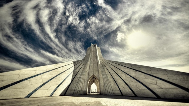 landmark, direction, triangle shape, building exterior, tehran, the way forward, architecture, tower, dramatic sky, travel destinations, azadi tower, overcast