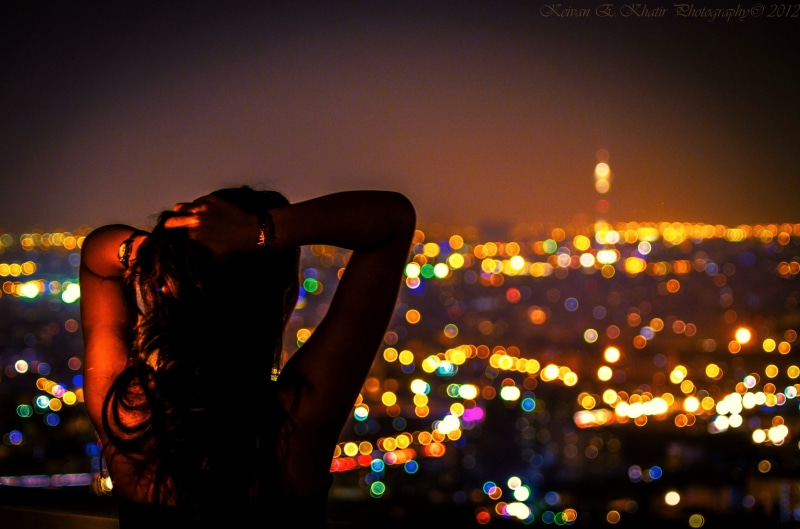 night, middle East, East, lights, the city, girl, Tehran, Iran, 4K