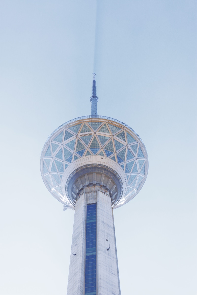 day, building, architecture, global communications, travel, tower, building exterior, tehran, outdoors, spire, sphere, tall - high, no people, clear sky