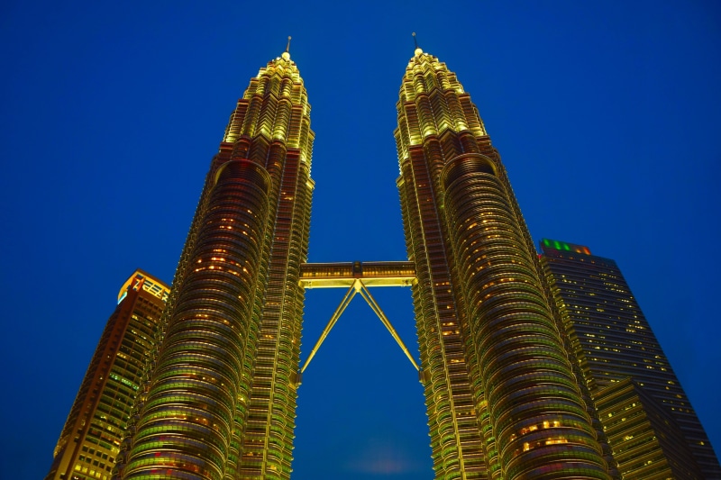 blue, office building exterior, city, kuala, peter kr avengers tower, skyscrapers, modern, twin tower, architecture, petronas, malaysia, tower, travel