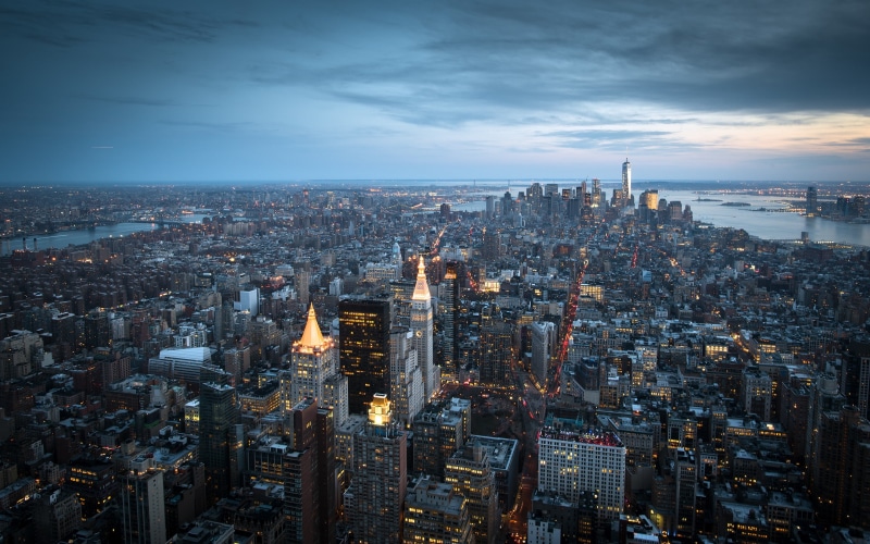 megapolis, 2K, USA, the city, Manhattan, the evening, skyscrapers