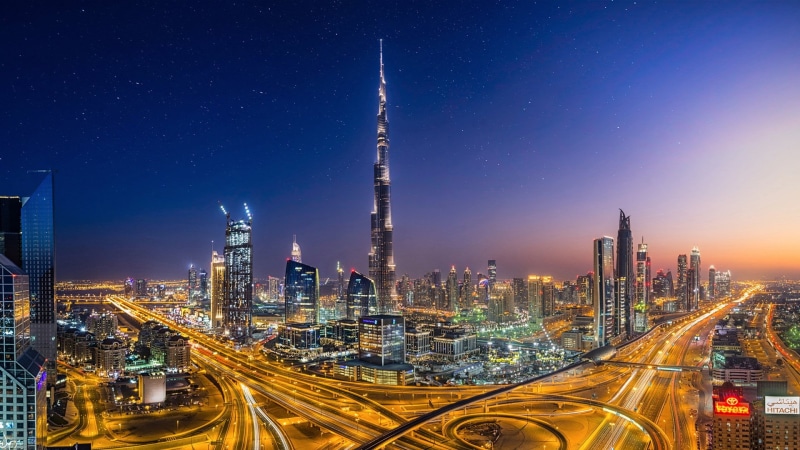 Megapolis, Cities, multiple lane highway, office building exterior, highway, outdoors, street, Night, city life, no people, light trail, view, tower, tall - high
