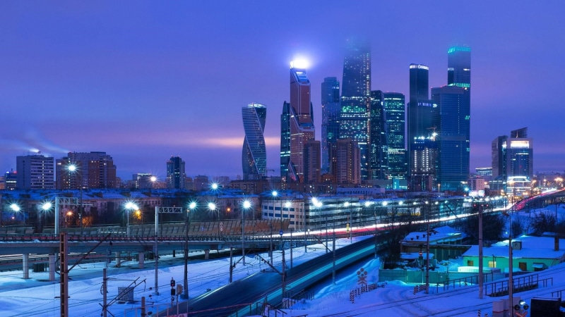 urban skyline, tall - high, cold temperature, architecture, cityscape, tower block, presnensky district, landscape, bridge - man made structure, russia