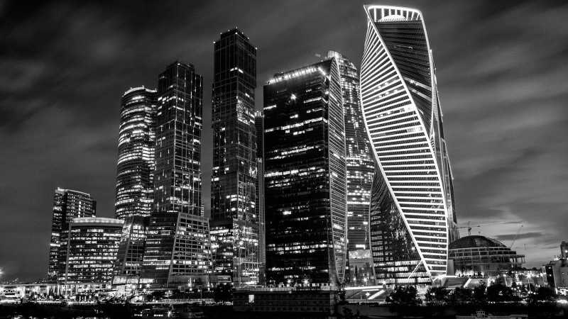 tower, night, evolution tower, moscow international business center, skyscraper, russia, transneft, moscow, architecture, cityscape, black and white, presnensky district