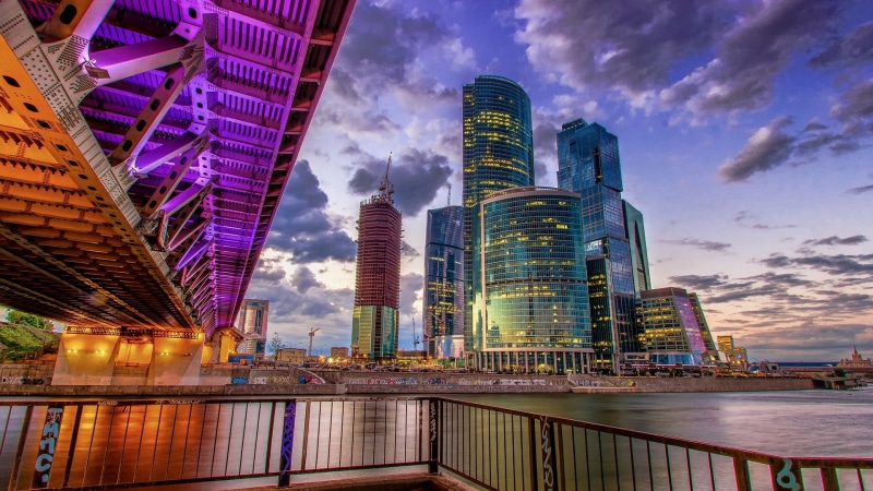 night, skyscraper, skyline, urban skyline, russia, building, cloud - sky, no people, dusk, moscow, built structure, sky, purple, landscape, presnensky district