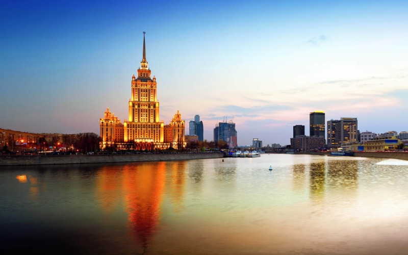 Russia, City, 2K, Moscow, Bridge, River, Dusk