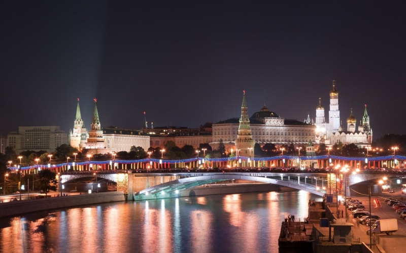 bridge - Man Made Structure, multicolored, urban Scene, europe, tourism, religion, reflection, travel Destinations, sky, urban Skyline, blue, moscow, night