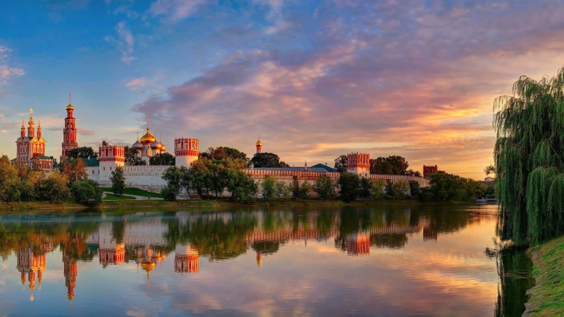 Moscow, Convent, Trees, River, Summer, Novodevichy, 2K, Dusk