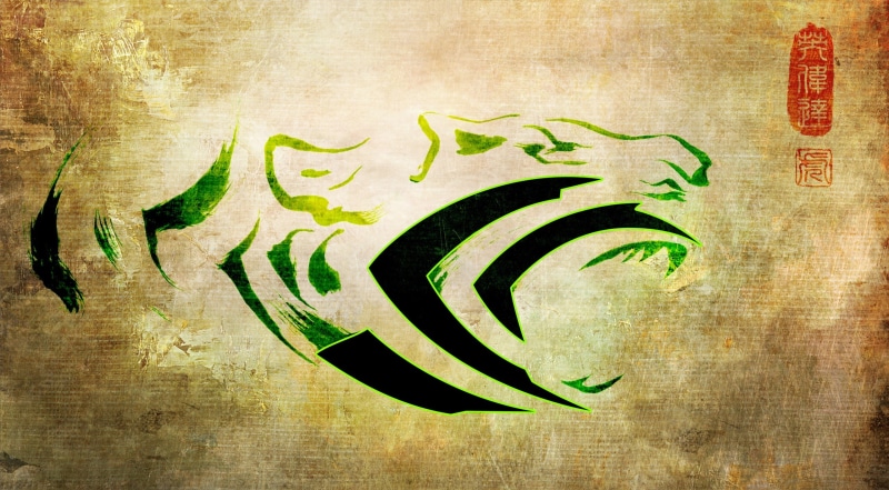 architecture, Computers, tiger, 2K, geforce, creativity, art and craft, paint, logo, wood - material, backgrounds, text, tiger symbol, green color, painted image
