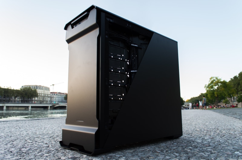 built structure, computer part, Evolv, communication, black, clear sky, no people, day, PC cases, sky, Phanteks, street, footpath, tower, nature, architecture