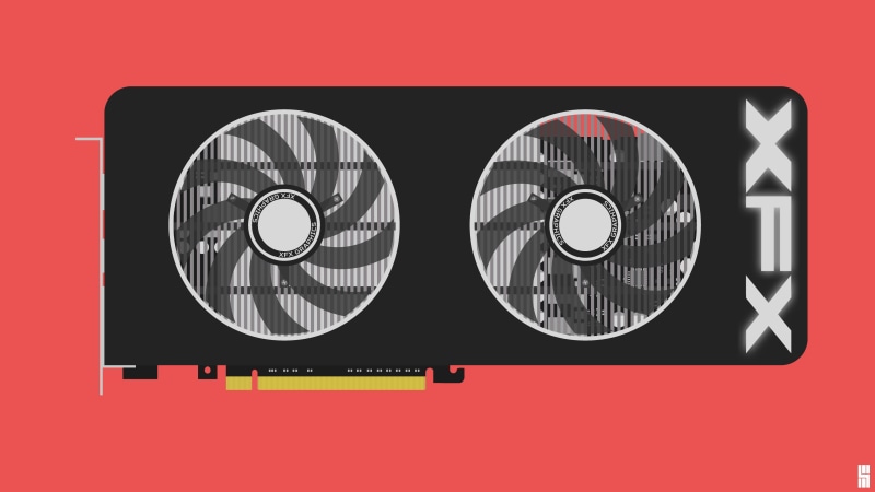 no people, red, shape, xfx, black, graphics card, arts culture and entertainment, still life, geometric shape, GPUs, design, indoors, technology, simple background