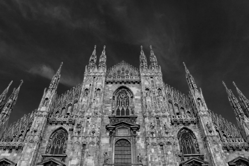 milano, history, italy, cloud - sky, place of worship, duomo, travel destinations, milan, low angle view, outdoors, 4K, architecture, arch, spirituality