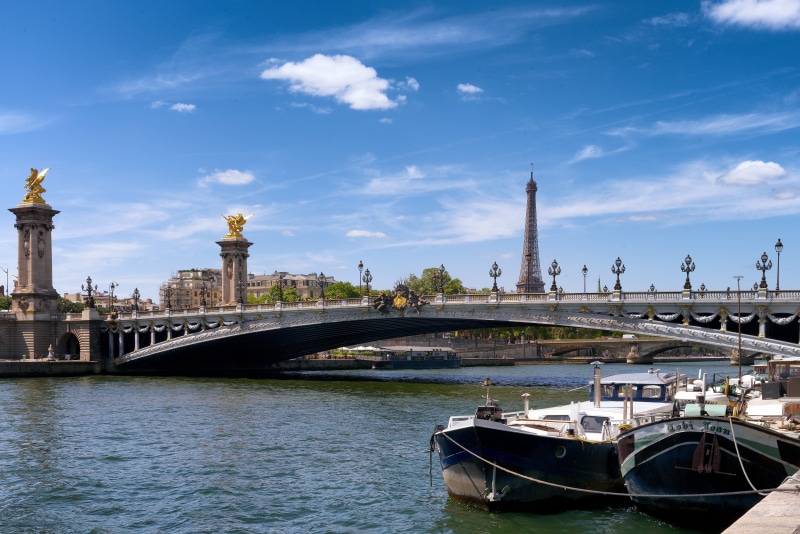 day, cloud - sky, europe, famous, river, tower, boat, mode of transportation, tourism, 5K, summer, sky, alexander, outdoors, bridge - man made structure