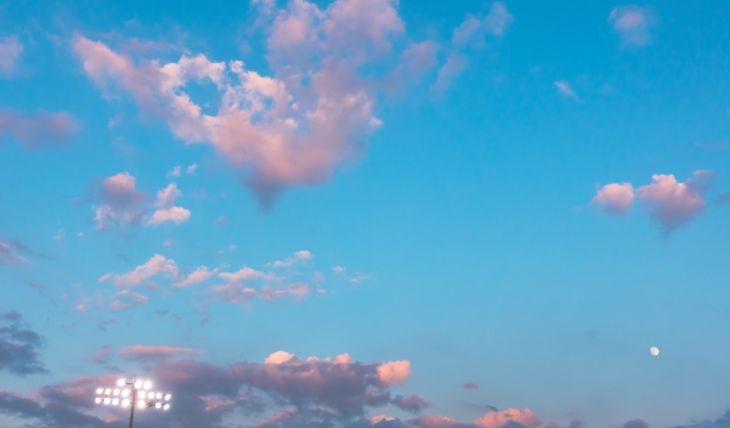 pink color, meteorology, sunset, scenics - nature, outdoors, moon, clouds, nature, full frame, cloudscape, idyllic, light, tranquility, cotton candy, low angle view