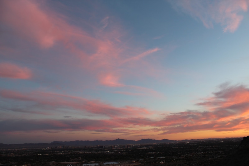 orange color, unedited, beauty in nature, townscape, scenics - nature, pink, phoenix, mountain, tranquil scene, sky, environment, arizona, city, orange