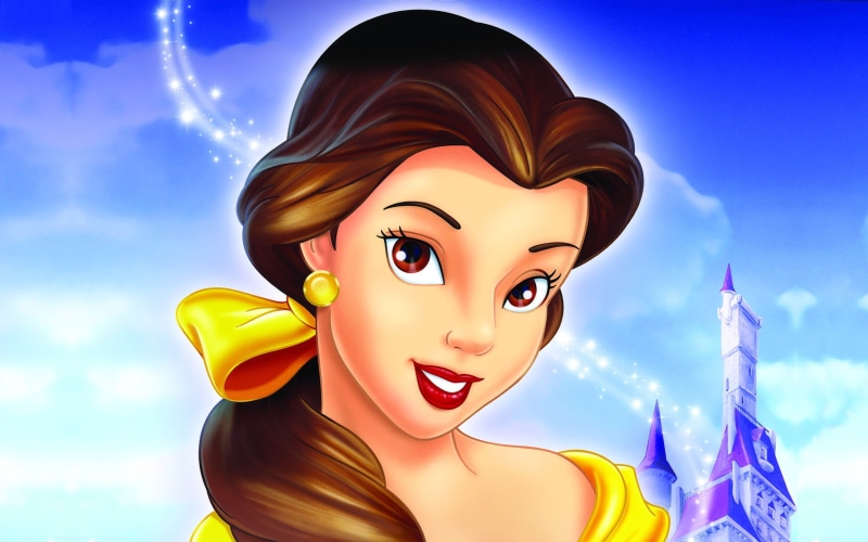 2K, beast, cloud - sky, women, Cartoons, nature, outdoors, yellow, beauty, young adult, bell, looking at camera, disney, multi colored, blue, portrait