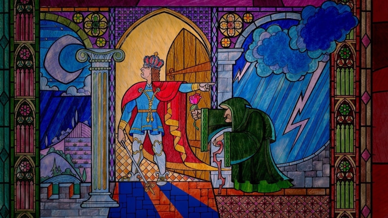 beast, beauty, x, entertainment, glass, disney, stained, hd, art, movies, 1080P