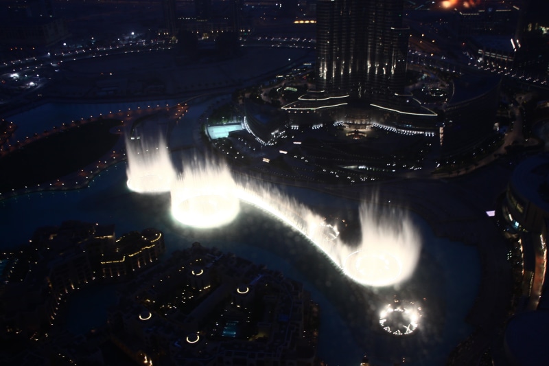 dubai, office building exterior, urban Skyline, illuminated, uae, street, skyscraper, fountain, aerial, nature, night, outdoors, building exterior, glowing