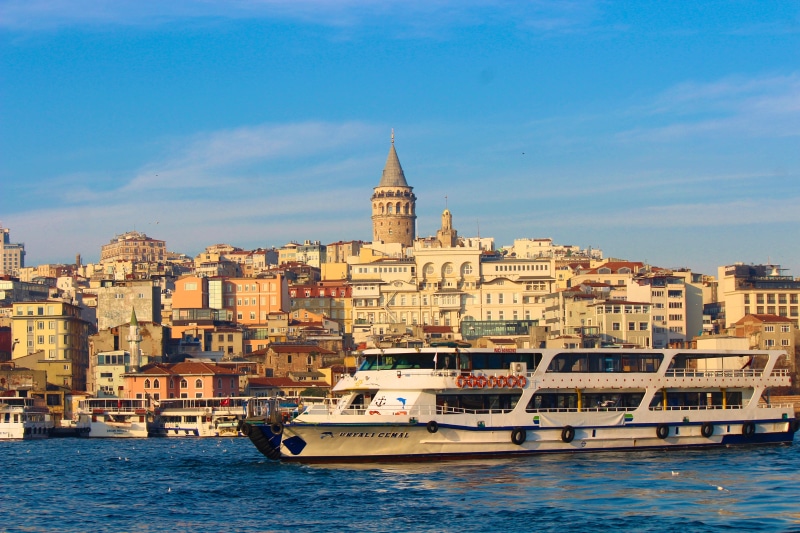 tower, estuary, galata, waterfront, sky, nature, fish, building, turkey, old, passenger craft, cityscape, galata tower, mode of transportation, canal, tourism