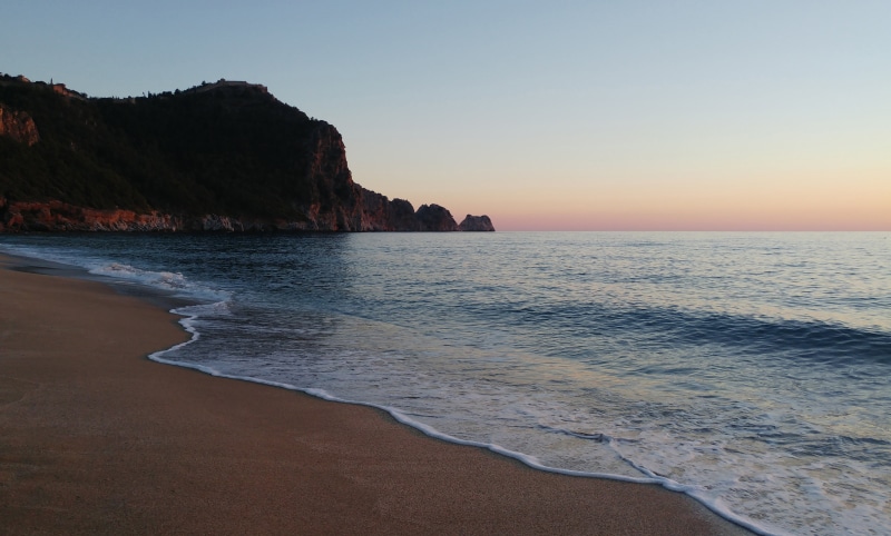 sky, turkey, scenics - nature, mountain, mediterranean, wave, sea, outdoors, alanya, antalya mediterranean, solar, 4K, solid, seashore, beauty in nature