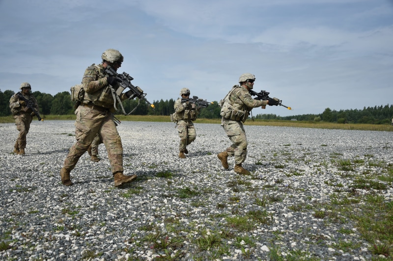 grass, helicopter, government, real people, water, sky, gun, military, group of people, 4K, military uniform, army soldier, men, training, people, walking