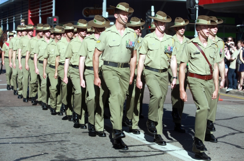photo, in a row, soliders, Australia, people, USMC, full length, military uniform, adults only, Darwin, military, australian, standing, large group of people