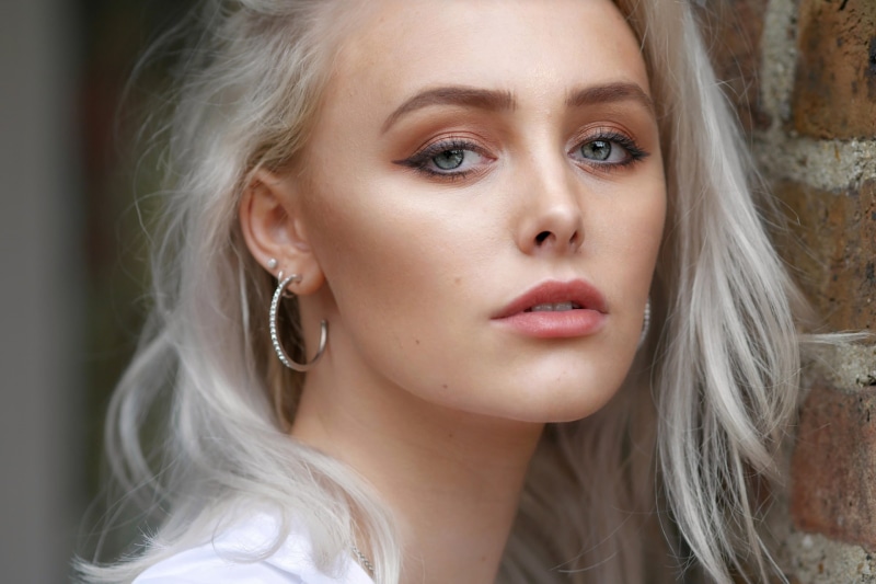 Women, 1080P, Model, Earrings, Abbie Charlotte, White Hair, Blue Eyes, Face, Girl