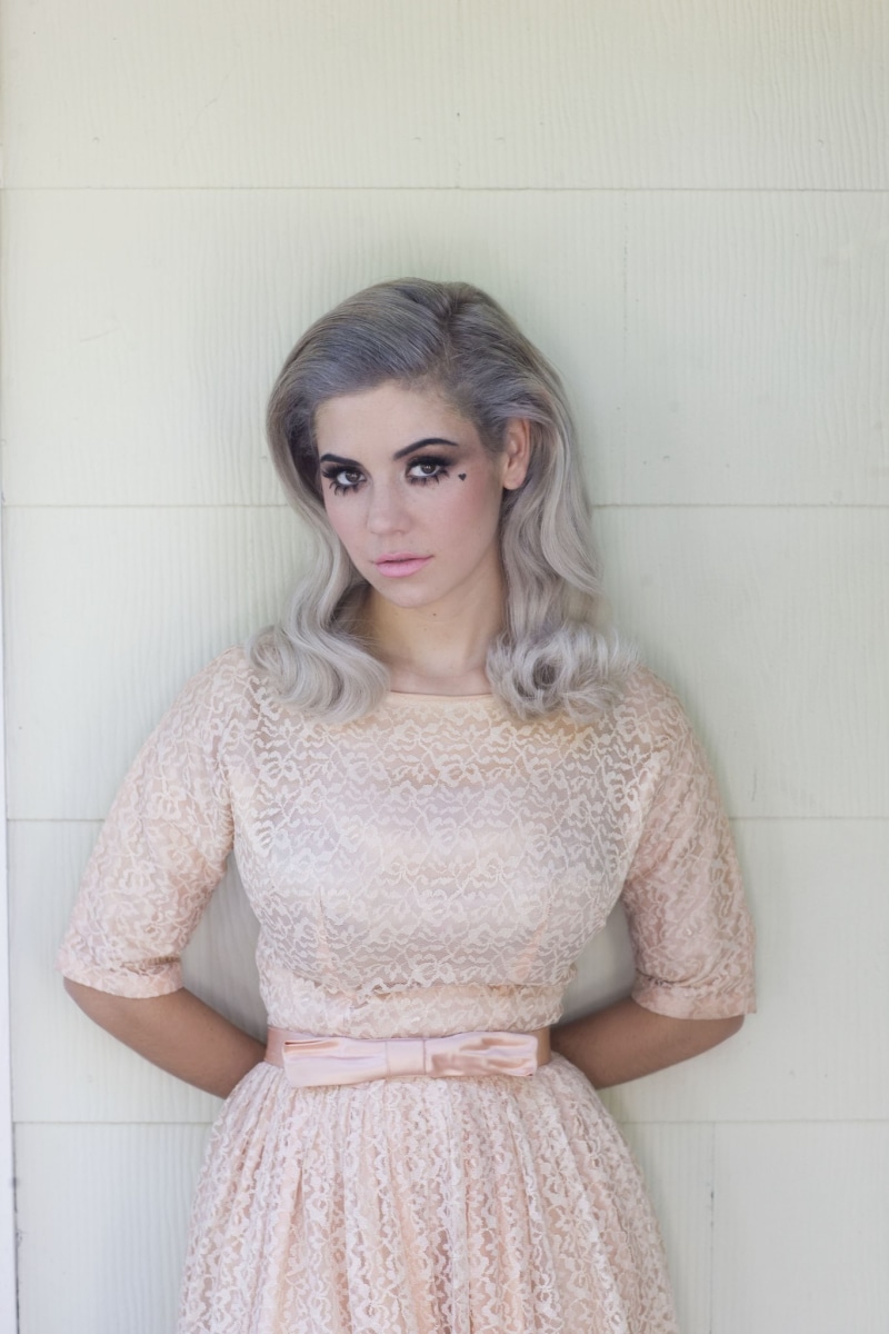 women, pink dress, Marina and the Diamonds, grey hair, 1080P