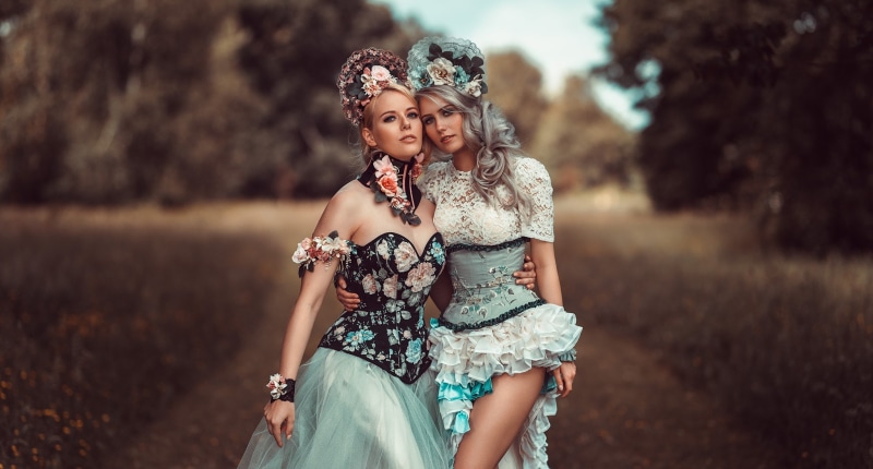 fantasy girl, dress, Tonny Jørgensen, 1080P, 500px, women, grey hair, model, corset