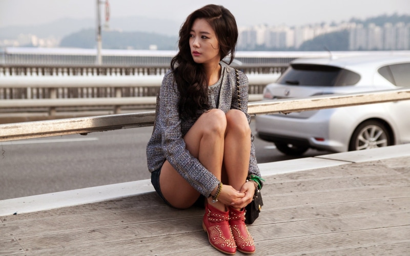 bracelets, built structure, young adult, Asian, casual clothing, hairstyle, women, s, transportation, full length, women outdoors, jean shorts, real people