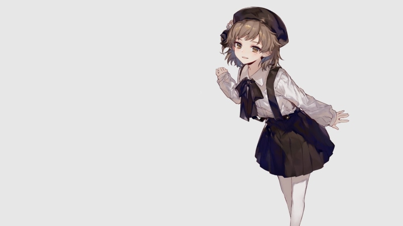 anime girls, white background, Hatoba tsugu, anime, manga, simple background, 1080P, berets