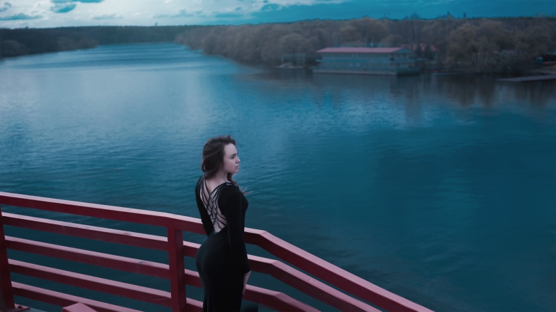 evening shore, river bank, beautiful, architecture, clouds, sky, journey, water, sitting, reflection in the water, nature, people, railings, three quarter length