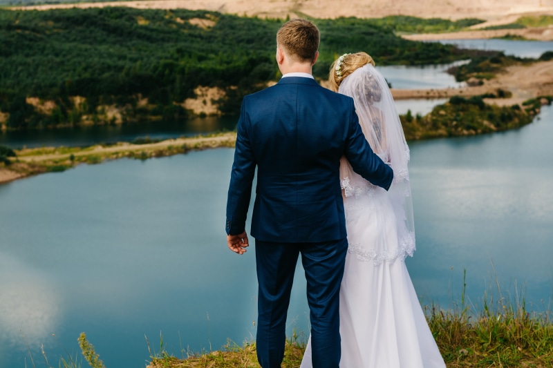 women, dress, daytime, people, togetherness, bonding, day, wedding, wedding dress, happiness, real people, adult, beautiful, water, near, couple, marriage